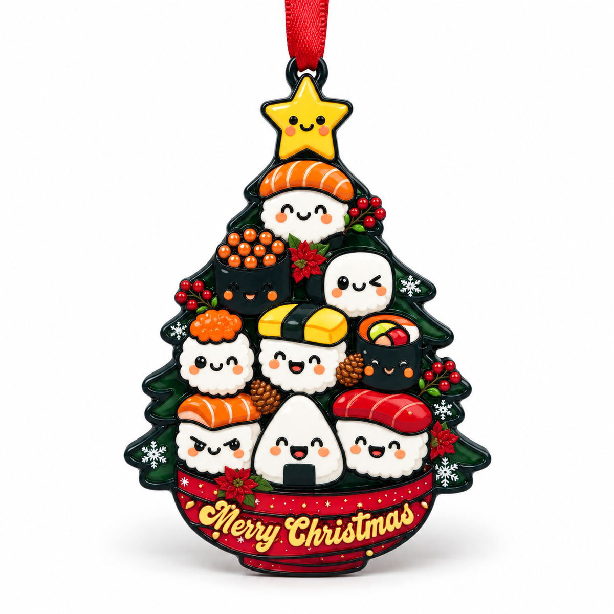 Sushi Christmas Ornament, Japanese Food Christmas Tree Decor, Cute Sushi Gift for Foodies and Sushi Lovers