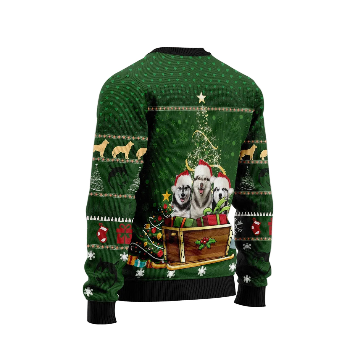 Siberian Husky Group Xmas Ugly Christmas Sweater, Group of Siberian Husky Dogs Holiday Print, Holiday Sweater for Adults