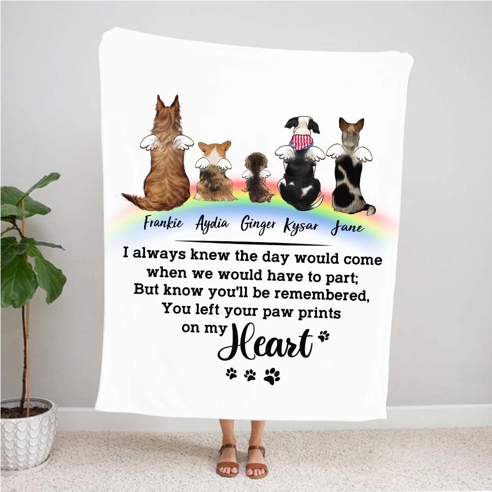 Personalized dog memorial rainbow bridge fleece blanket - Custom Sayings