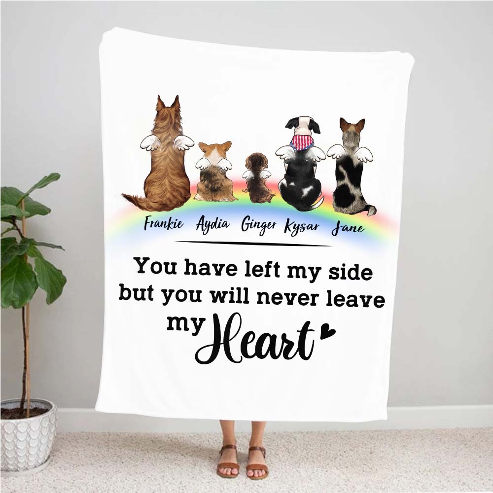 Personalized dog memorial rainbow bridge fleece blanket - Custom Sayings