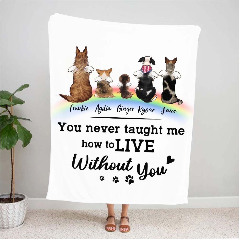 Personalized dog memorial rainbow bridge fleece blanket - Custom Sayings