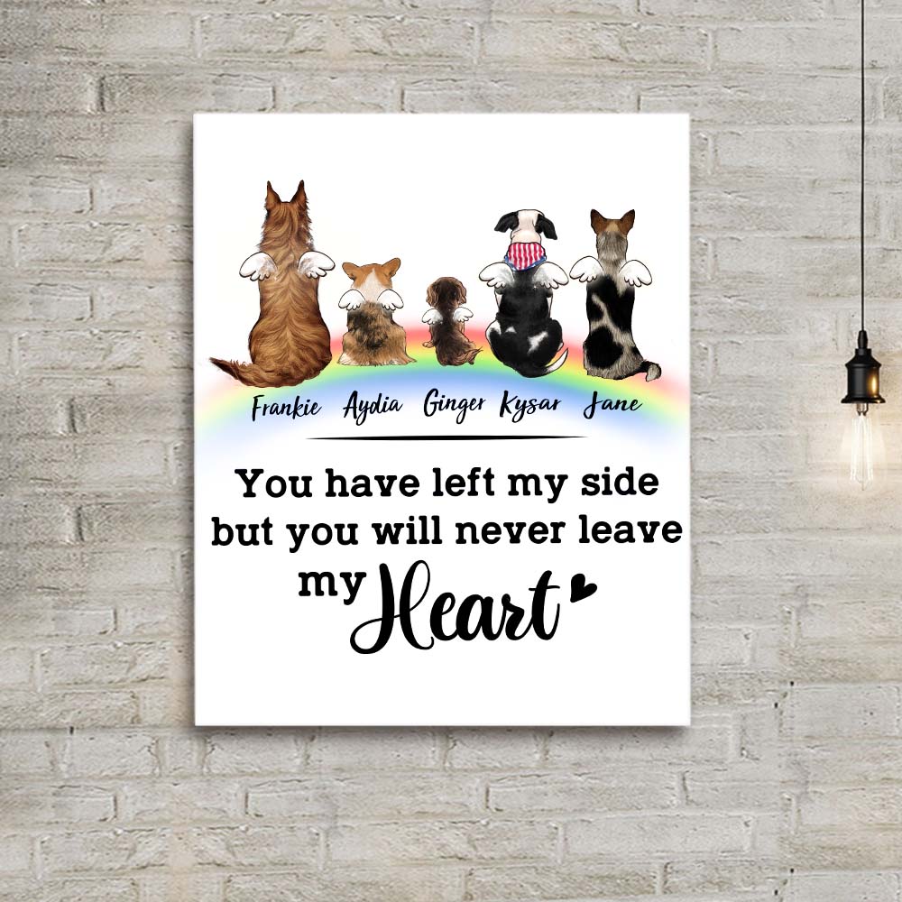 Personalized dog memorial rainbow bridge canvas print - Custom Sayings