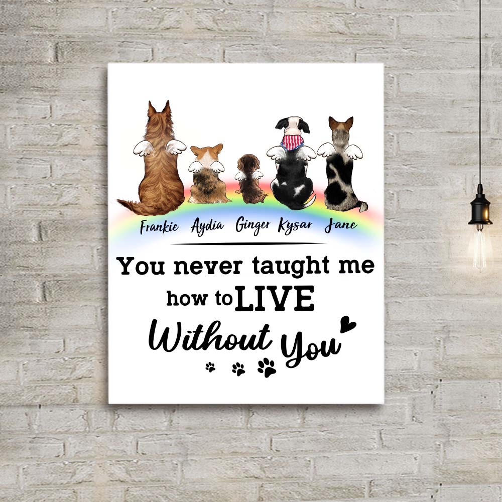 Personalized dog memorial rainbow bridge canvas print - Custom Sayings