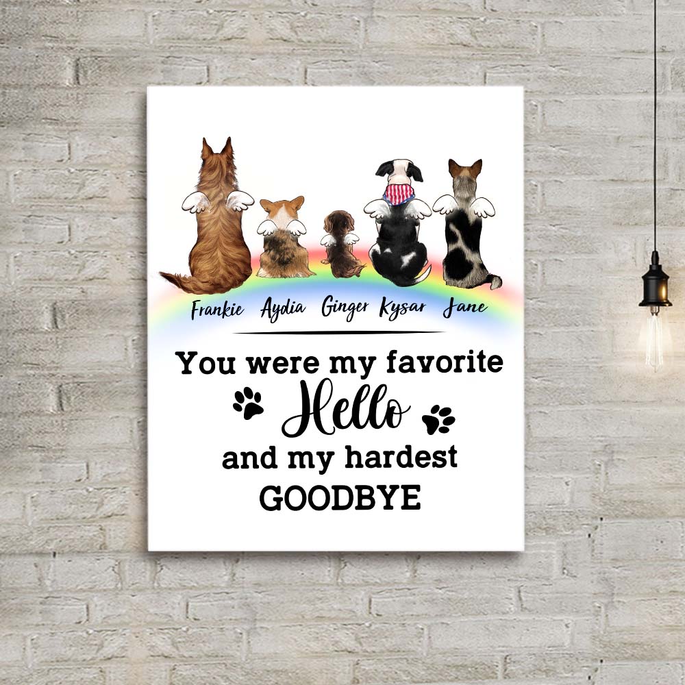 Personalized dog memorial rainbow bridge canvas print - Custom Sayings