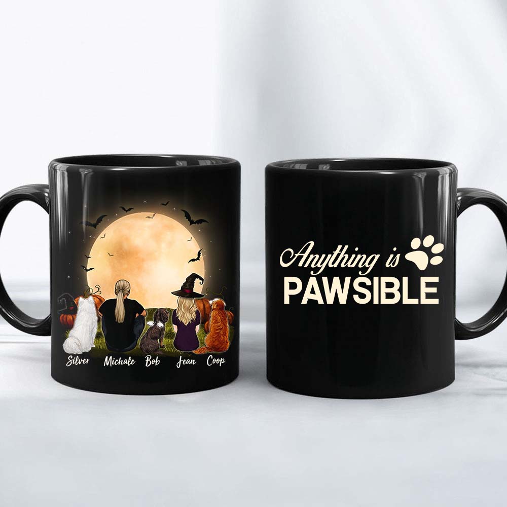 Personalized custom dog & couple coffee mug Halloween - CUSTOM MESSAGE - 2398