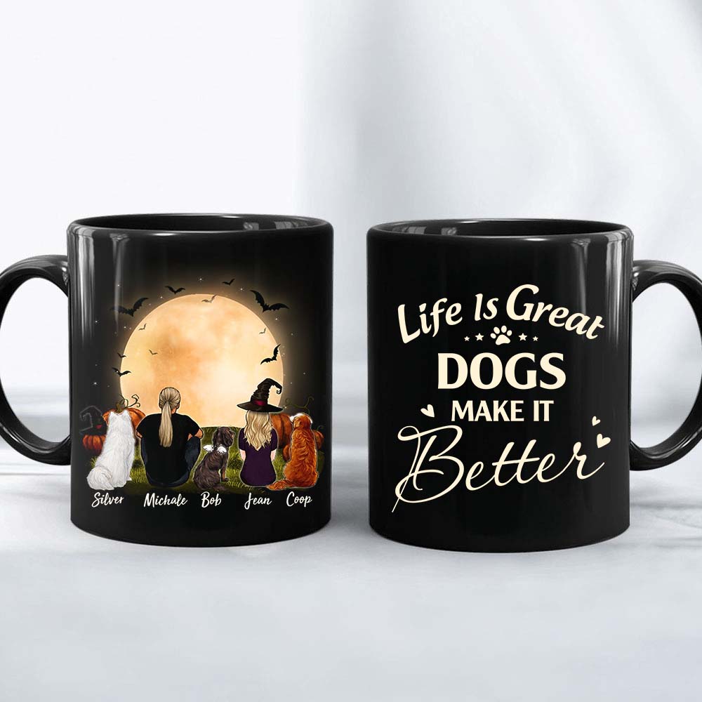 Personalized custom dog & couple coffee mug Halloween - CUSTOM MESSAGE - 2398