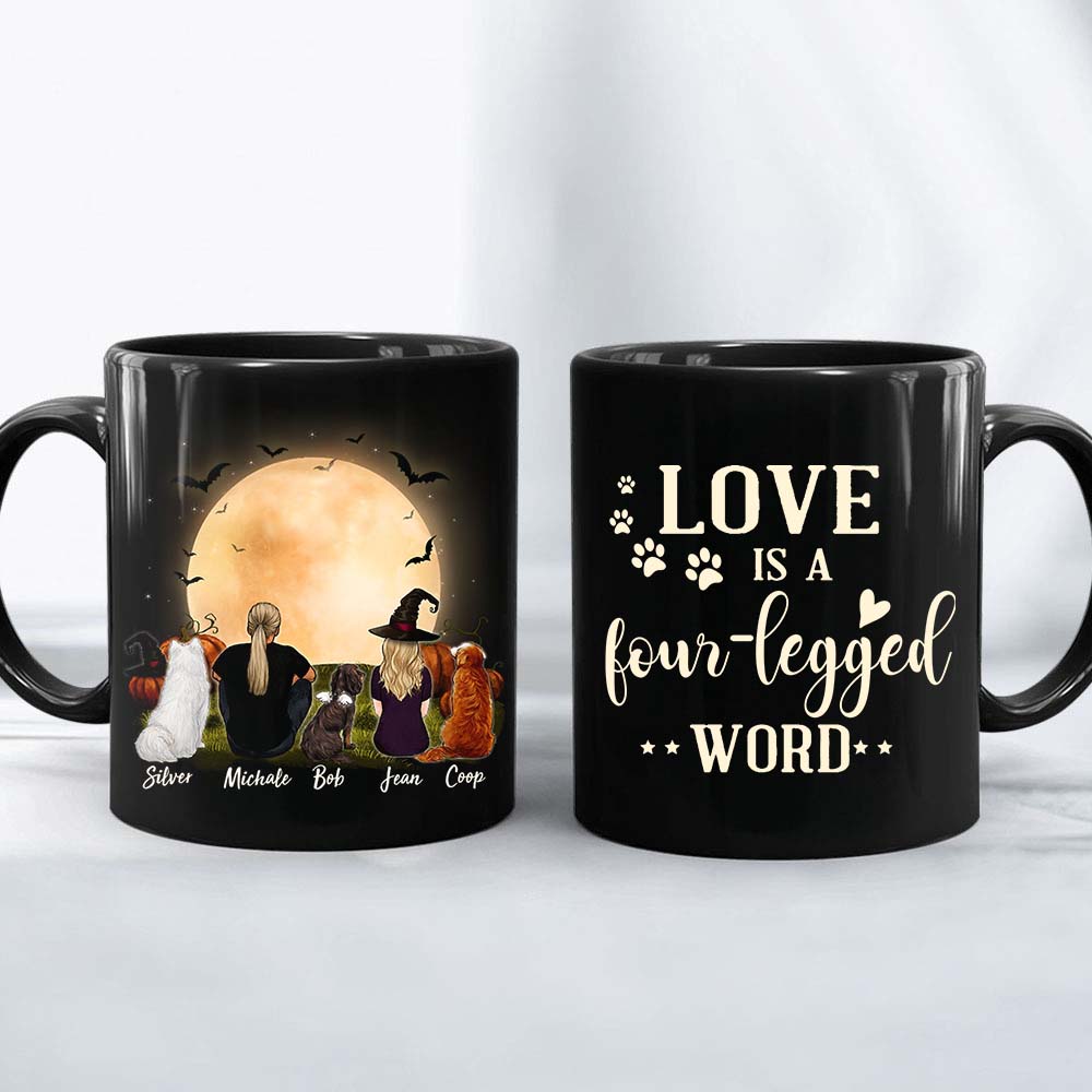 Unique Dog Owner Halloween Coffee Mug  - love is four-legged word