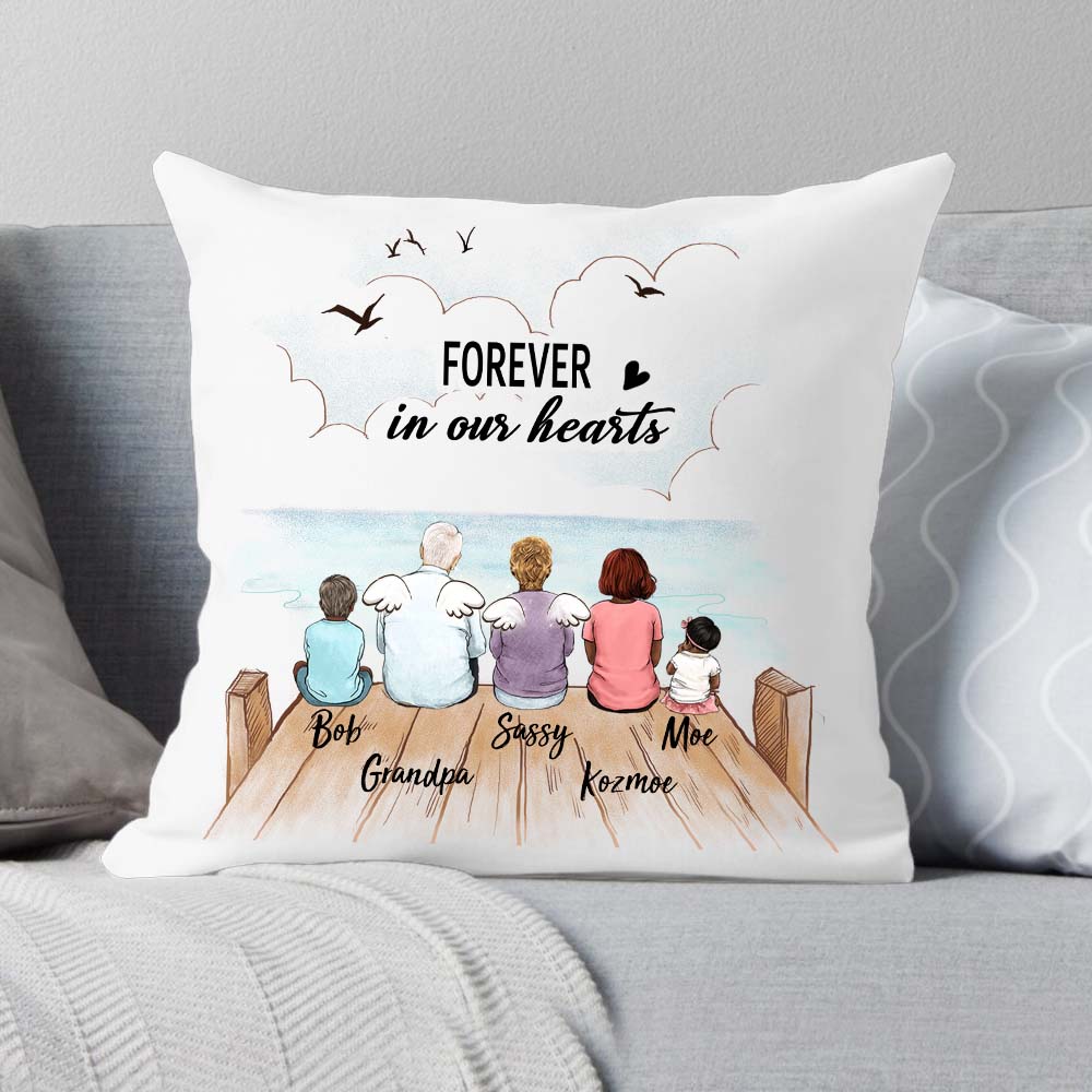 custom memorial pillow Forever in our hearts.