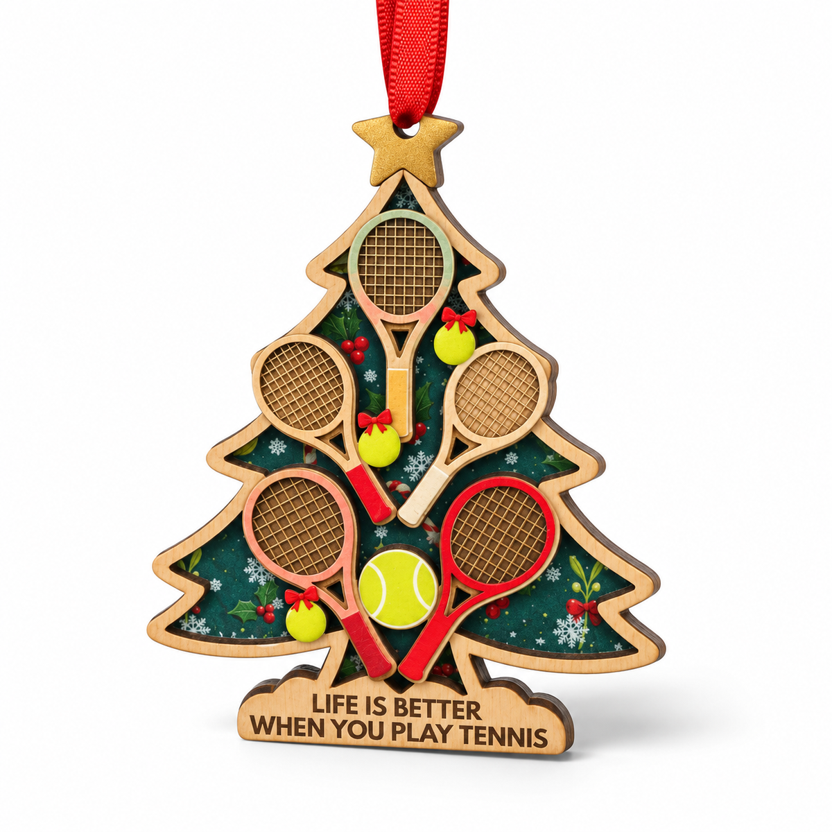 Tennis Christmas Ornament, Tennis Christmas Tree Decor, Sports Gift for Tennis Players Coaches and Tennis Lovers