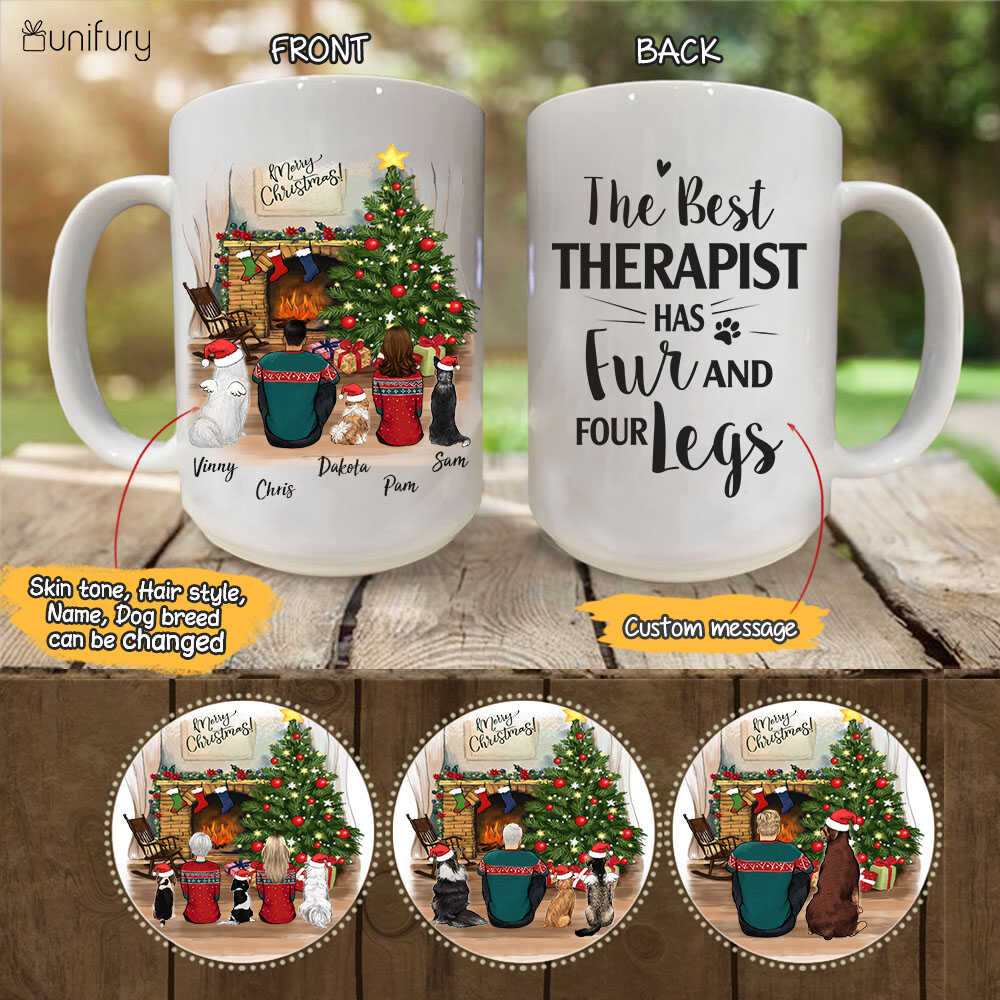 Personalized dog mug Christmas gifts for dog lovers - DOG & COUPLE - CUSTOM MESSAGE - 2409