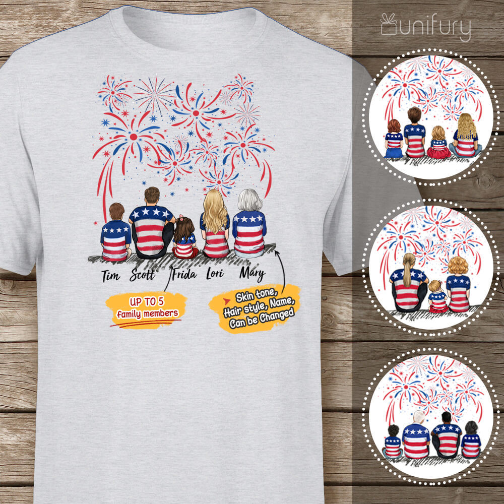Personalized family members T-Shirt 4th Of July gift for the whole family - UP TO 5 PEOPLE - 2426