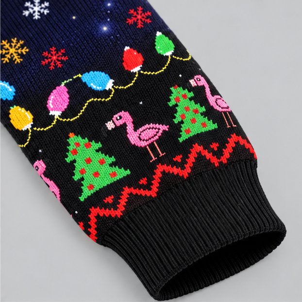 Flamingo On The Naughty List Ugly Christmas Sweater, Unisex Holiday Party Pullover, Funny Christmas Gift for Men Women