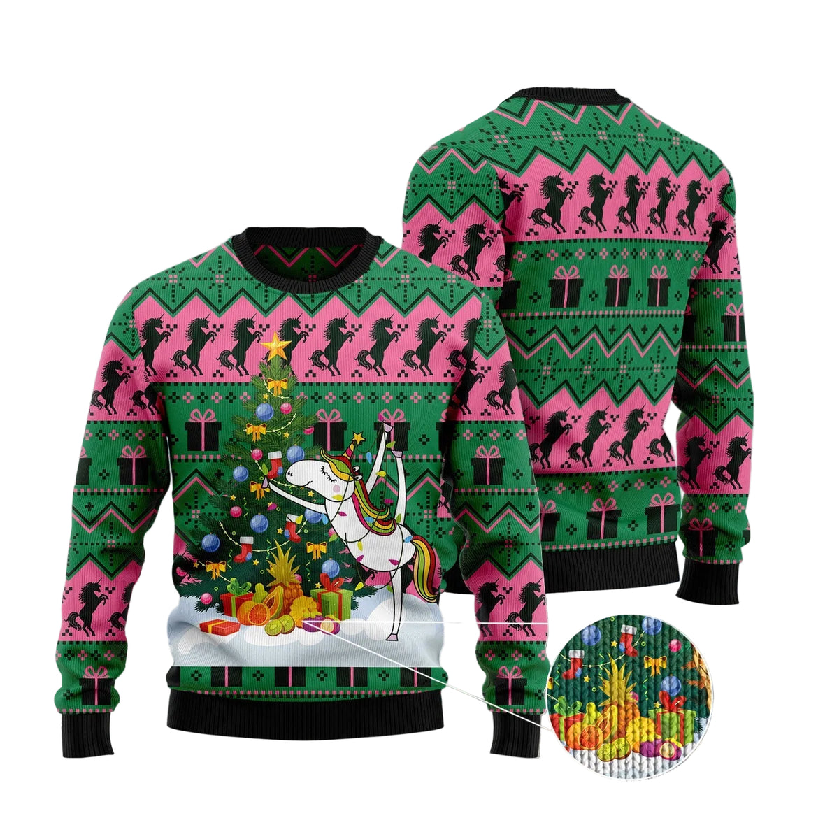 Christmas Tree Unicorn Ugly Christmas Sweater, Cute Magical Pullover for Unicorn Fans, Fun Xmas Party Clothing