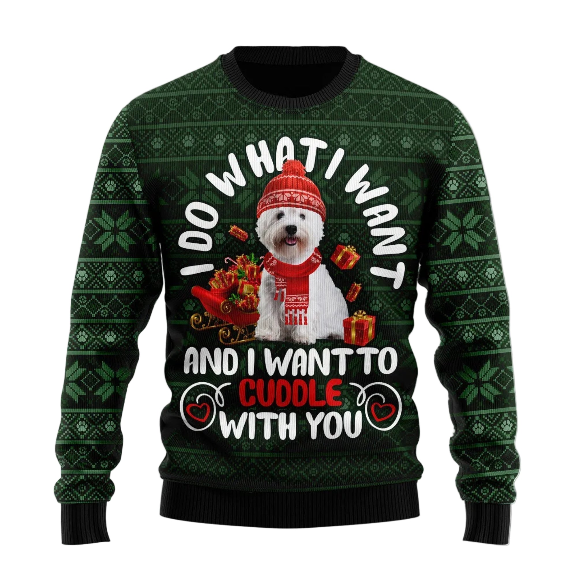 West Highland White Terrier I Want Ugly Christmas Sweater, Holiday Outfit for Westie Owners and Terrier Lovers