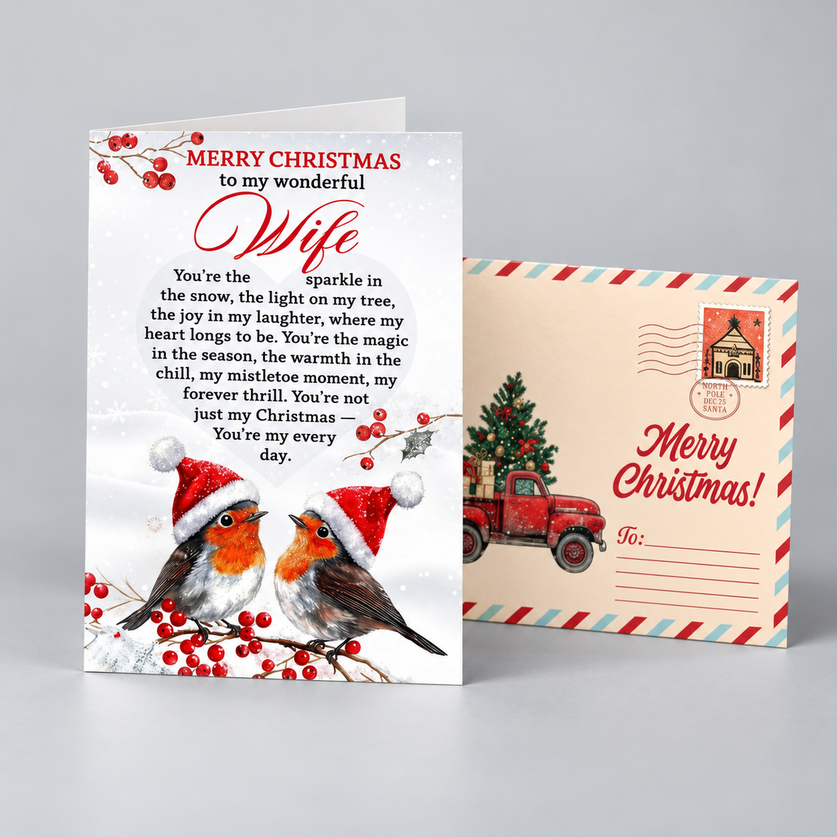 Christmas Card for Wife from Husband – Heartfelt Romantic Holiday Message with Premium Envelope