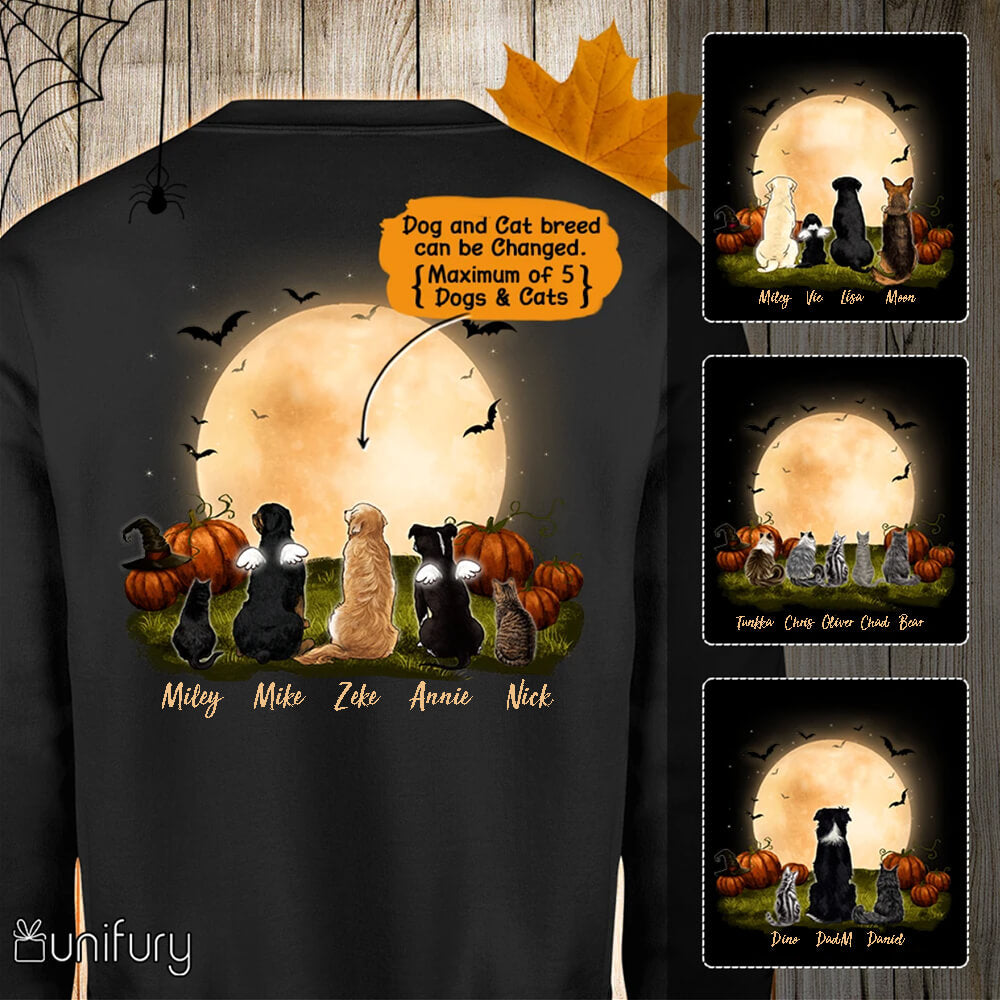 black halloween sweatshirt gift for dog and cat lovers