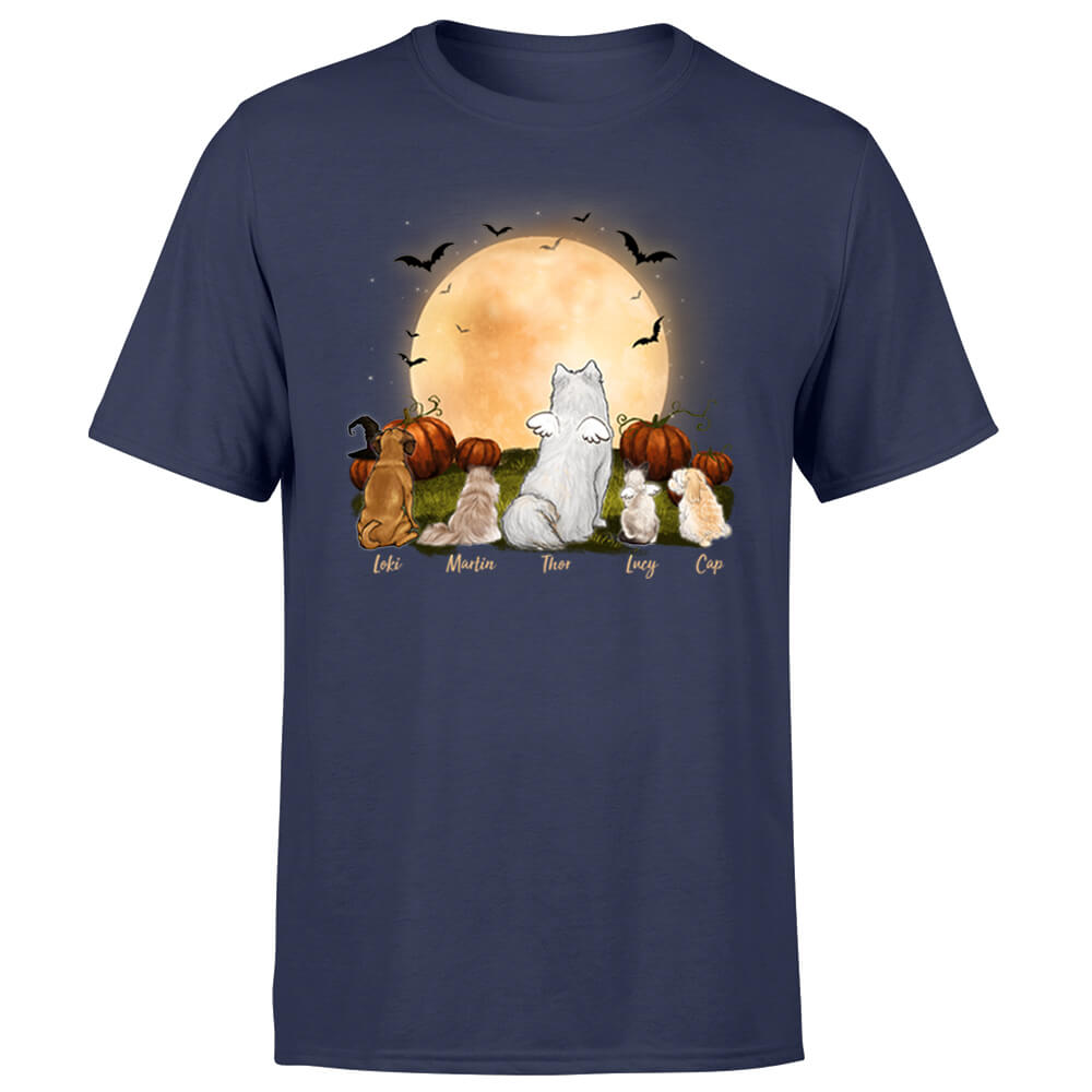 navy halloween t shirt gift for dog and cat lovers
