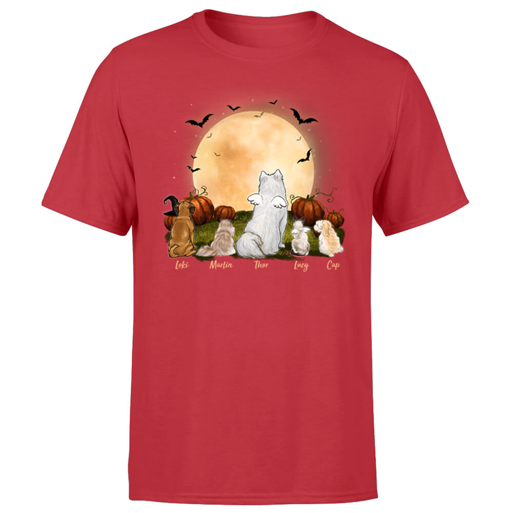 red halloween t shirt gift for dog and cat lovers