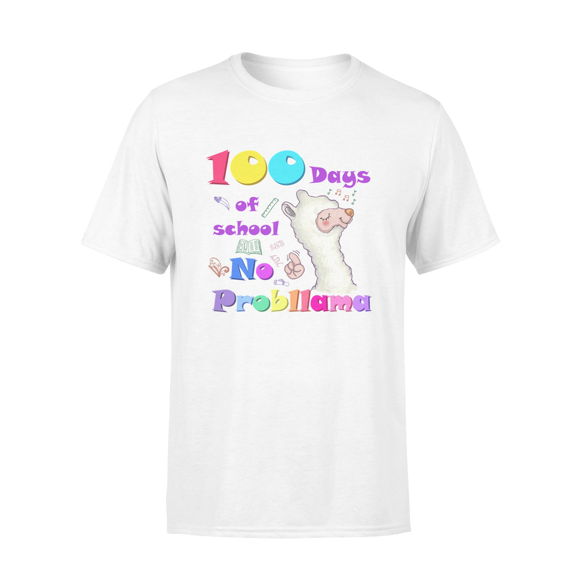 [MAN WOMAN] Happy 100 days of school premium t-shirt ideas for kid kindergarten students - 100 days of school no probllama