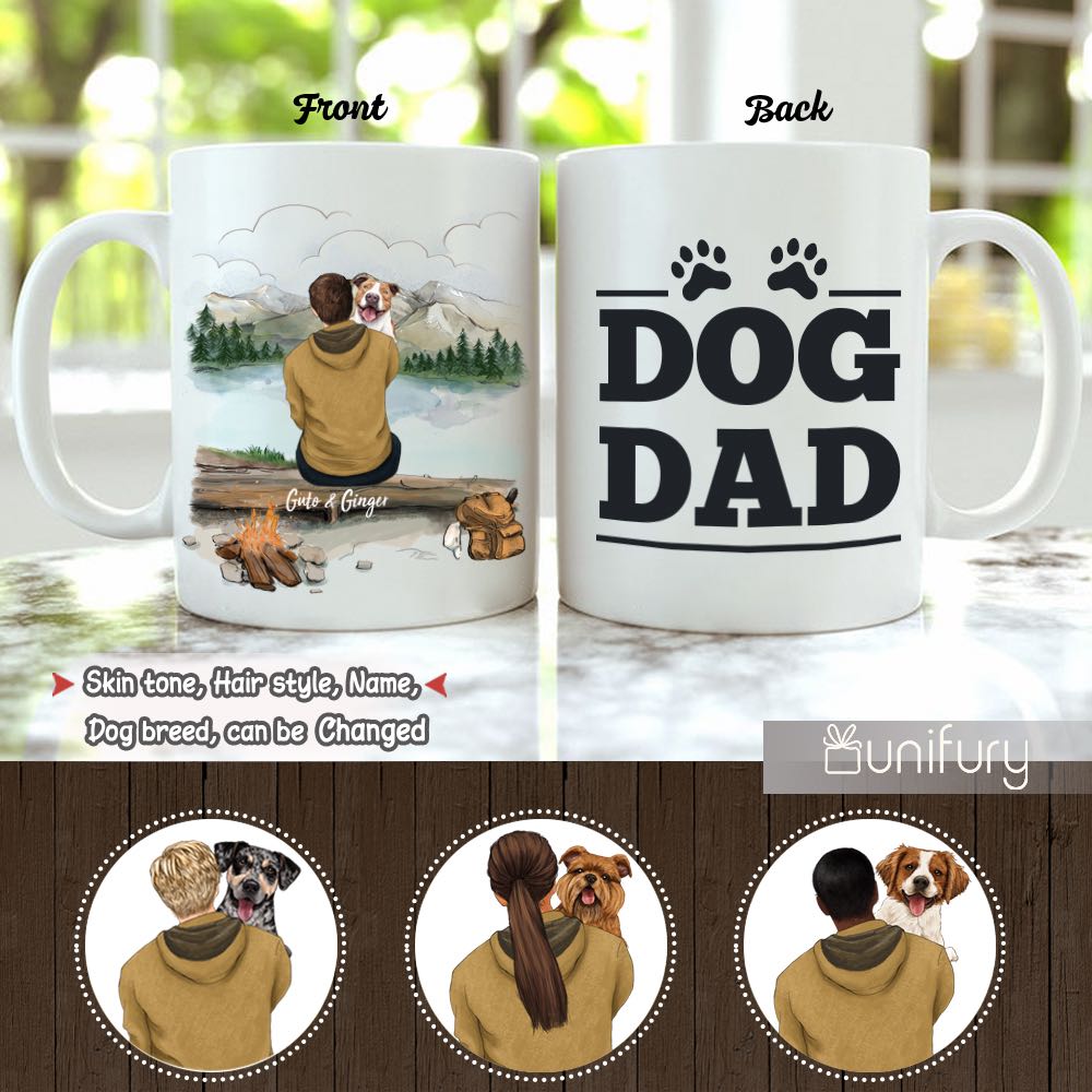 Personalized Coffee Mug Gifts For Dog Lovers - Dog Dad - Mountain - Hiking