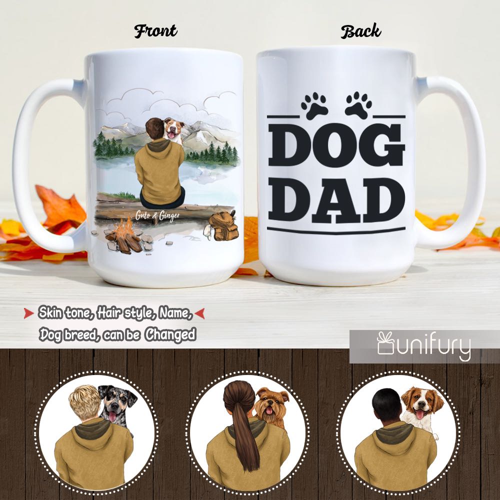 Personalized Coffee Mug Gifts For Dog Lovers - Dog Dad - Mountain - Hiking