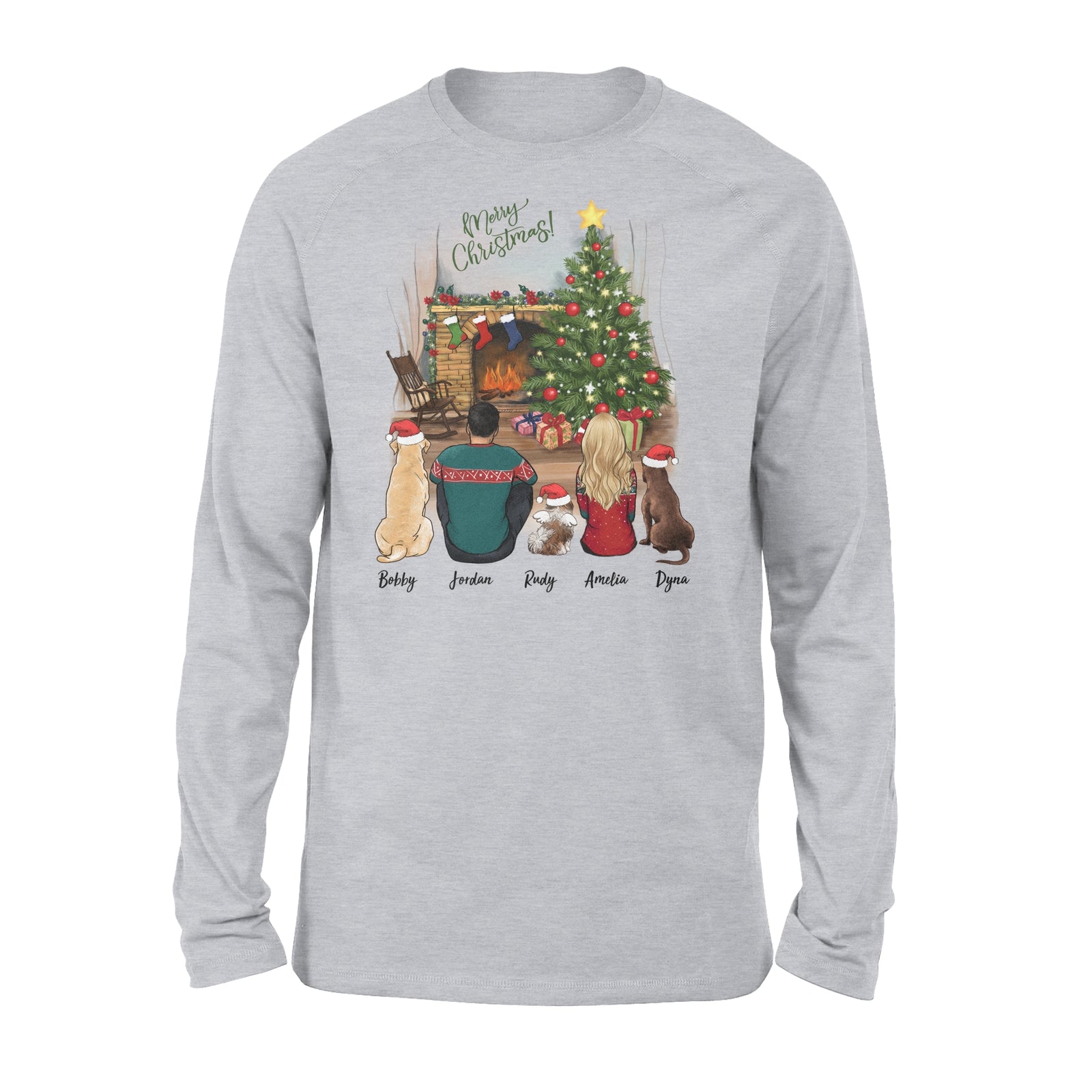 dog and dog owner christmas grey long sleeve gift for dog lovers
