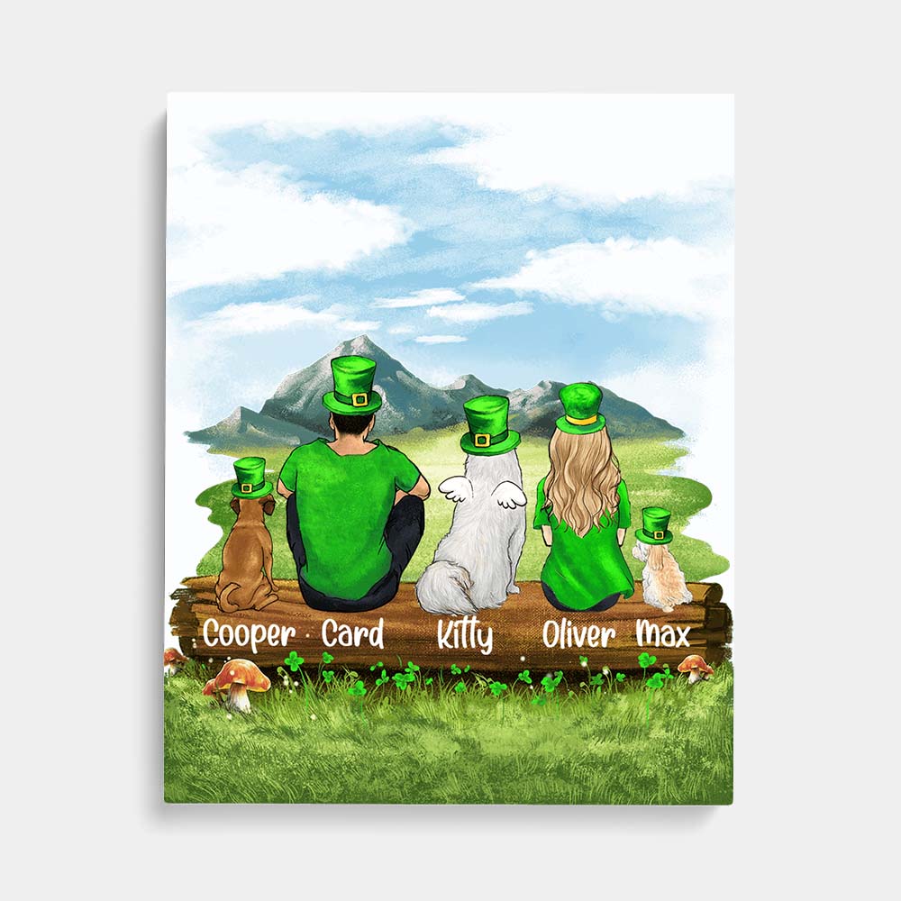 Personalized custom dog &amp; couple St Patrick&#39;s day Canvas Print - 2422