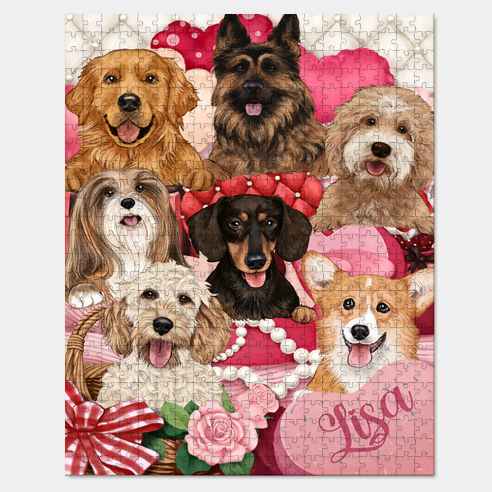 500 Piece Puzzle Valentine's Day Gift For Dog Lovers