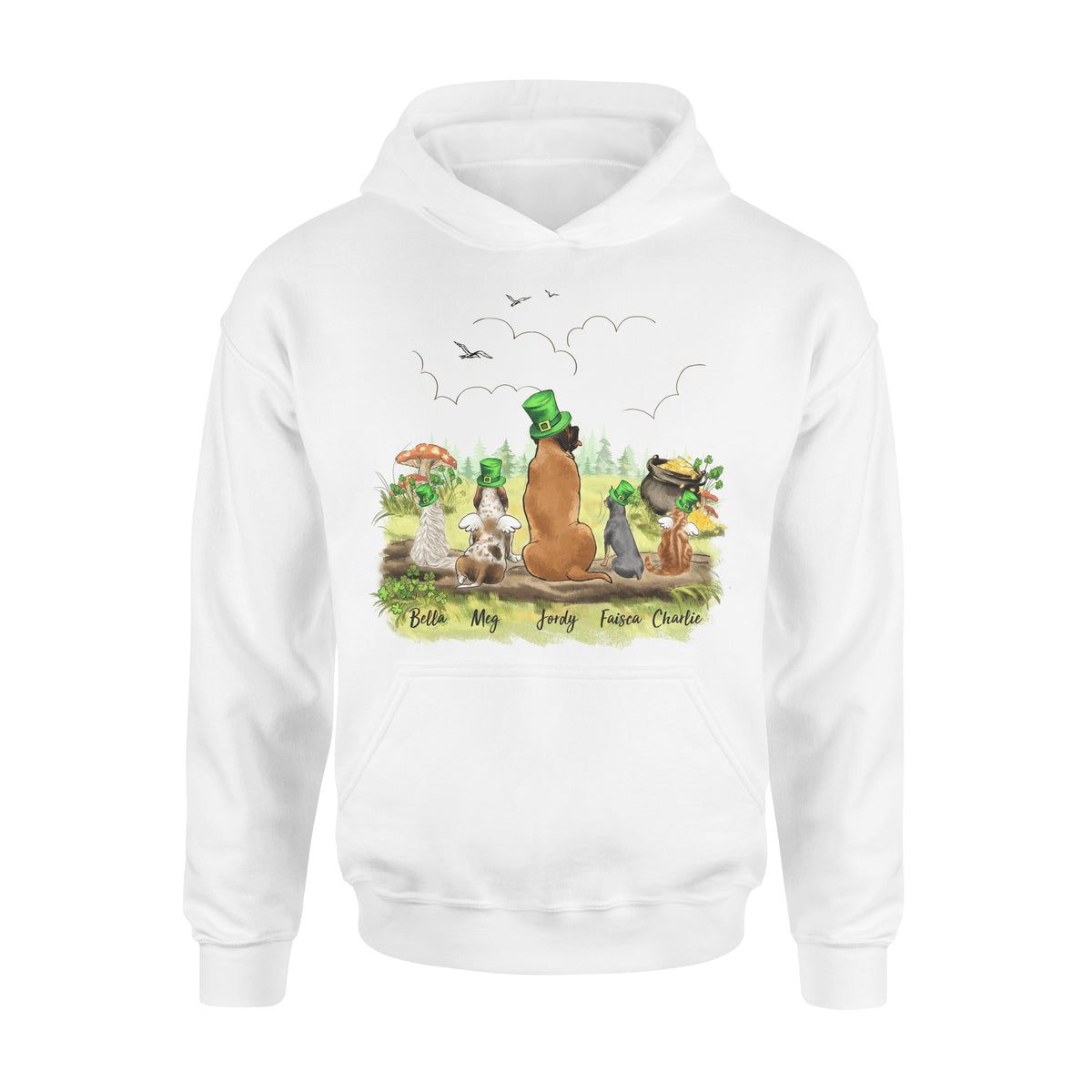 [WHITE GREY] Personalized custom dog &amp; cat St Patrick&#39;s Day hoodie - 2422