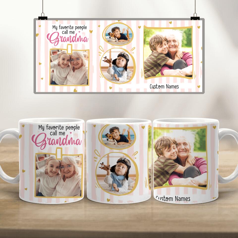 Personalized custom photo edge-to-edge mug gifts - My favorite people call me Grandma