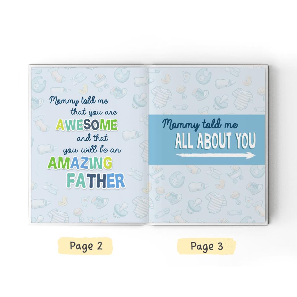 I can’t wait to meet you - Personalized Fill In The Blank Hardcover Book with prompts and custom photos gift for first dad