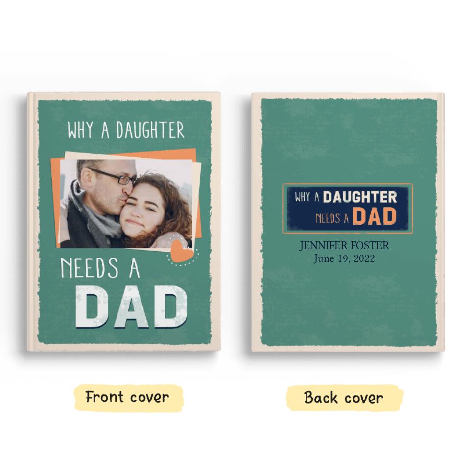 Why a daughter needs a dad - Personalized Fill In The Blank Hardcover Book with prompts and custom photos gift for Dad - Father&#39;s day gift