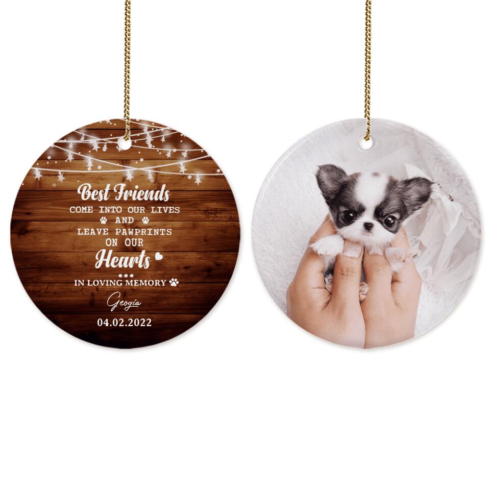 Personalized Dog Cat Memorial Christmas Ceramic Ornaments (2 sides 2 designs) - Custom photo &amp; sayings