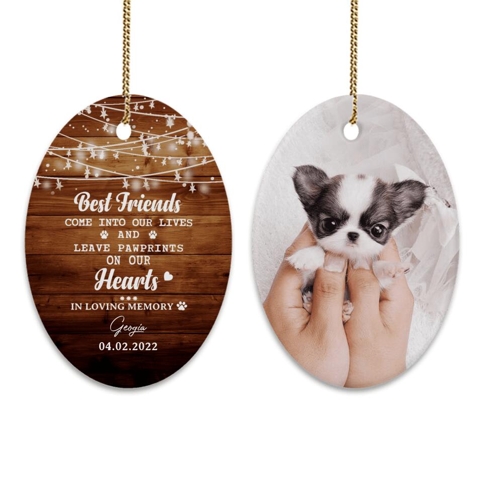 Personalized Dog Cat Memorial Christmas Ceramic Ornaments (2 sides 2 designs) - Custom photo &amp; sayings