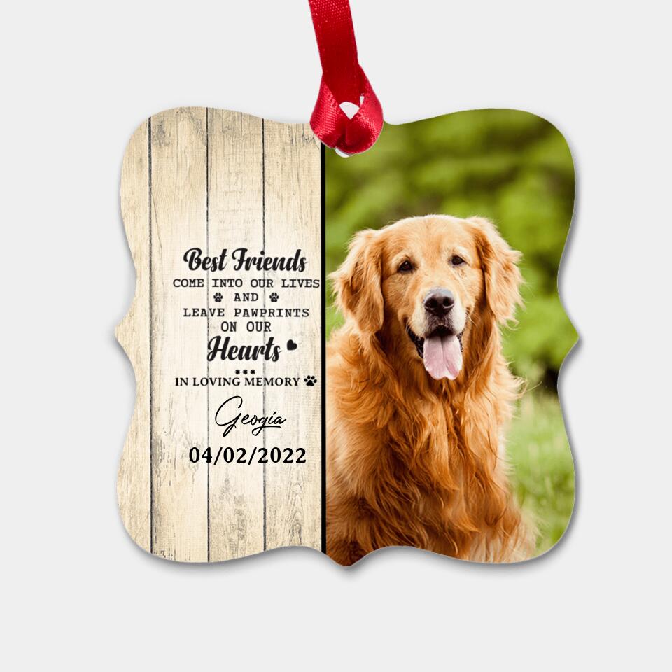 Personalized Dog Cat Memorial Square Metal Ornament - Custom photo &amp; sayings