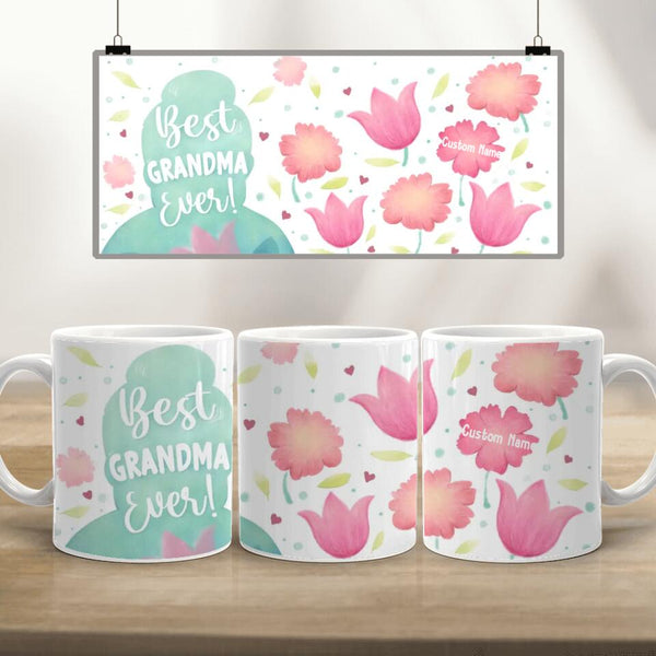 Personalized Mom Edge to Edge Floral Coffee Mugs 11oz Unifury