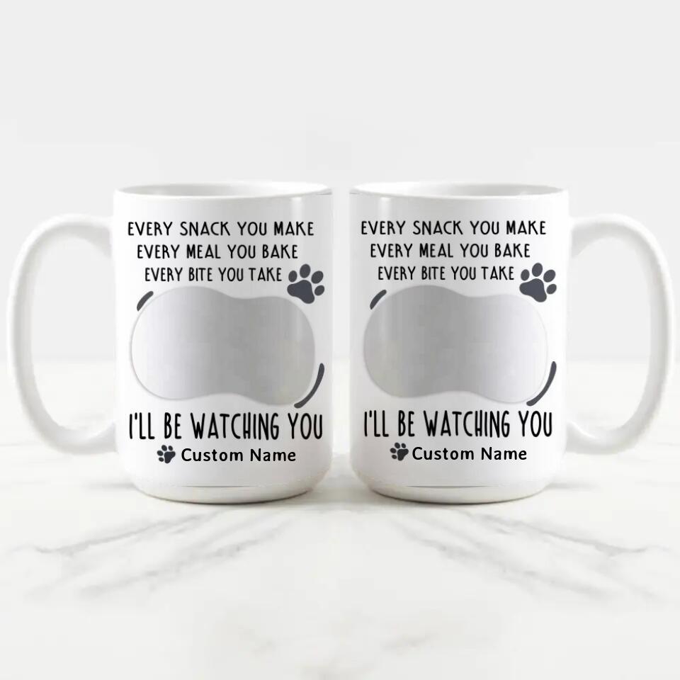 Personalized Dog Lover Edge to Edge Coffee Mug - Birthday Gifts For Dog Lover - Paw Print Mug - I&#39;ll Be Watching You