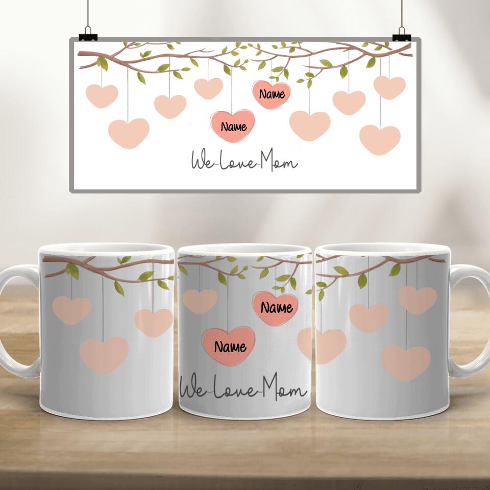 Personalized Mom Edge to Edge Coffee Mug - We Love Mom Mug - Gift For Mom From Daughter Son Kids - Unique Coffee Mug For Mom - Mug For Her Women - Birthday Gifts For Mom