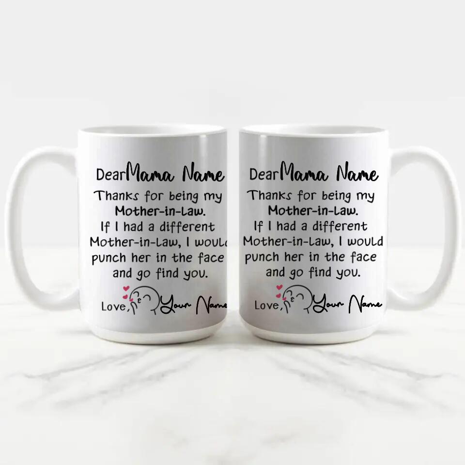 Personalized Mom Edge to Edge Coffee Mug - Punch Her In The Face Funny Mug - Best Gift For Mom From Son - Unique Coffee Mug For Mom Mother - Mug For Her Women - Birthday Gifts For Mom Woman