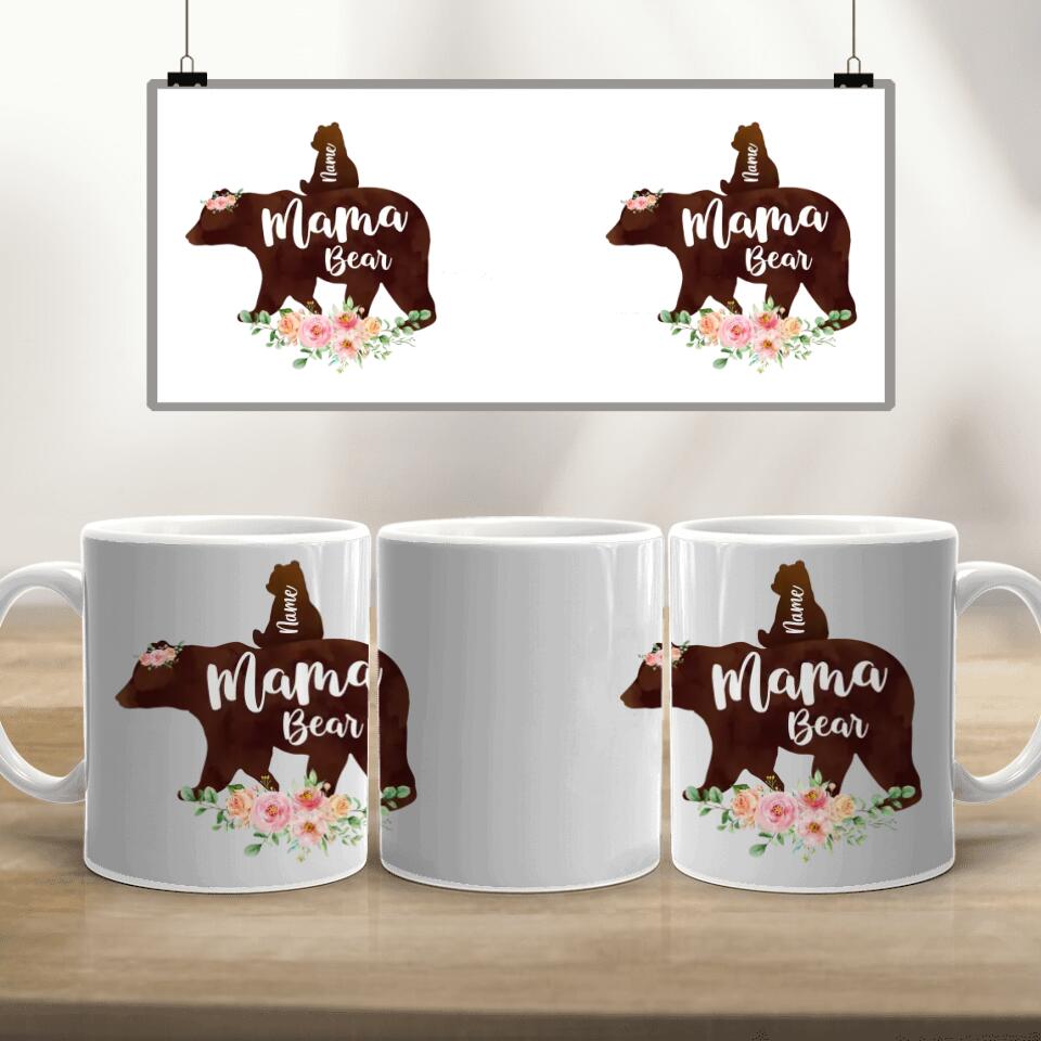 Personalized Mom Edge to Edge Coffee Mug - Mama Bear Mug - Best Gift For Mom From Daughter Son Kids - Unique Coffee Mug For Mom - Mug For Her Women - Birthday Gifts For Mom