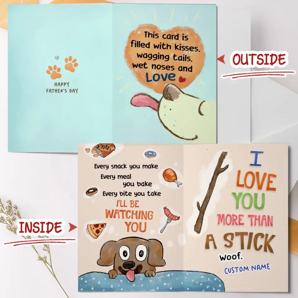 Personalized Dad Folded Greeting Card - I Love You More Than A Stick