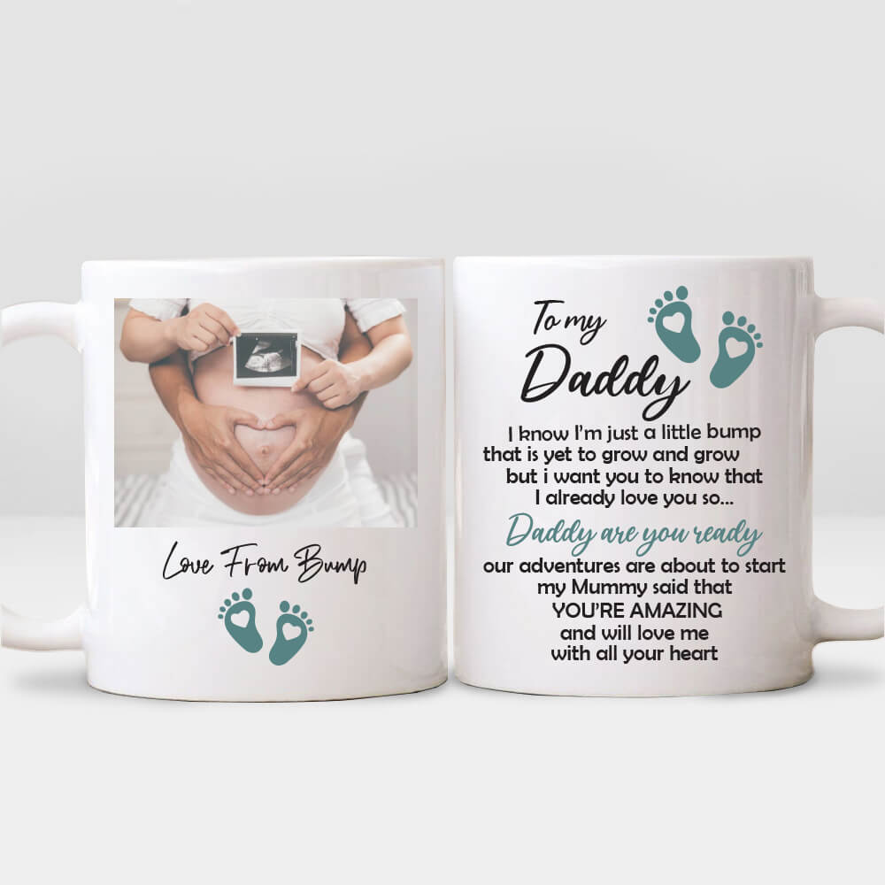 Personalized First Father&#39;s day mug gifts - Custom Photo - I know I‘m just a little bump