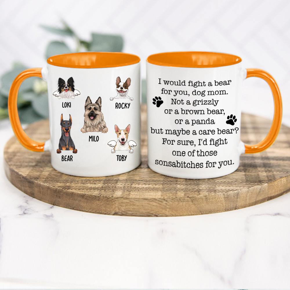 Funny orange two-tone mug gift for dog mom