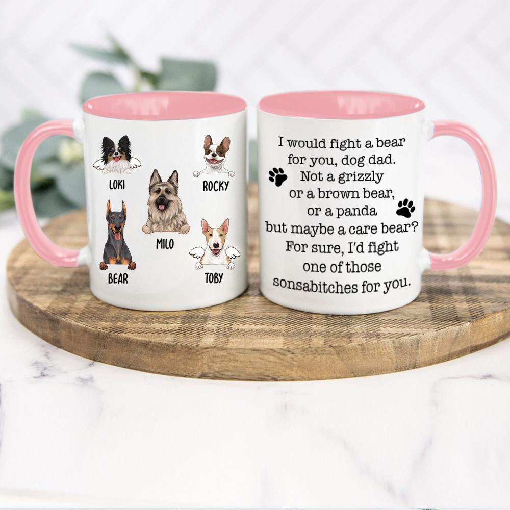Funny pink two-tone mug gift for dog dad
