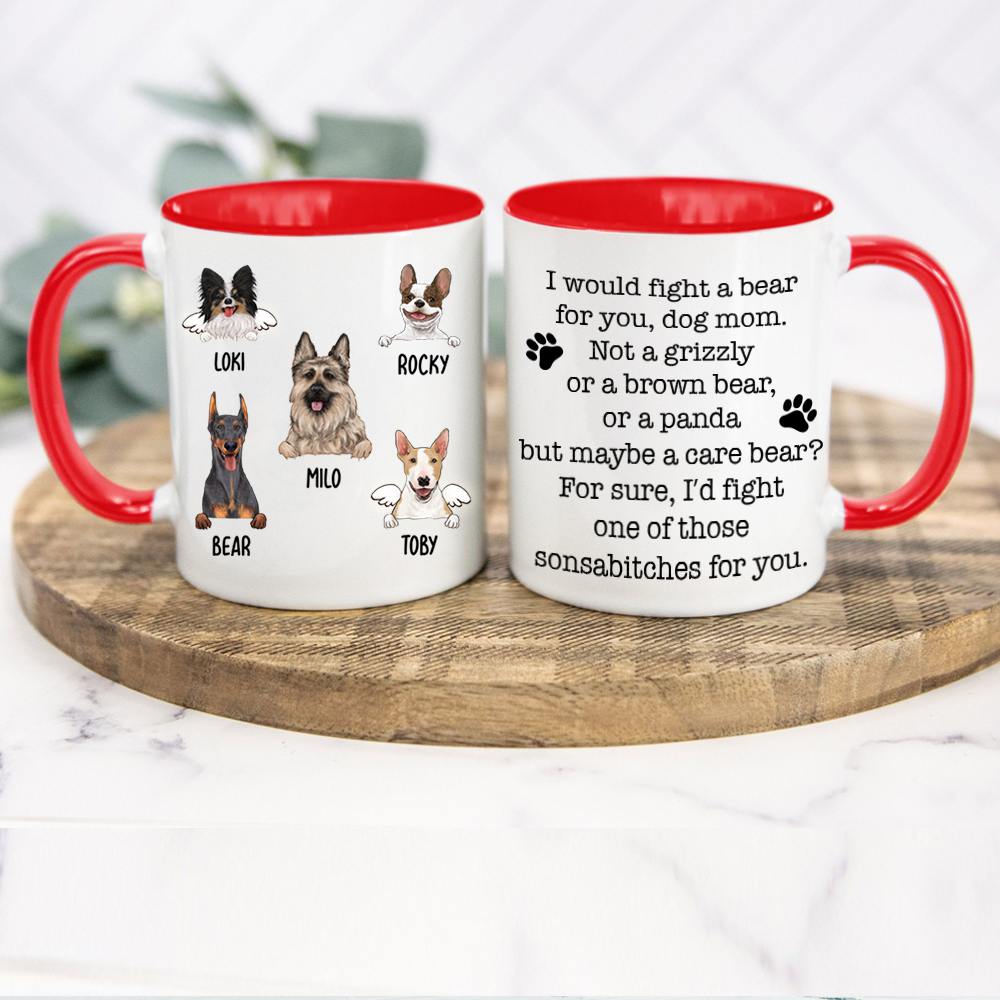 Funny red two-tone mug gift for dog mom