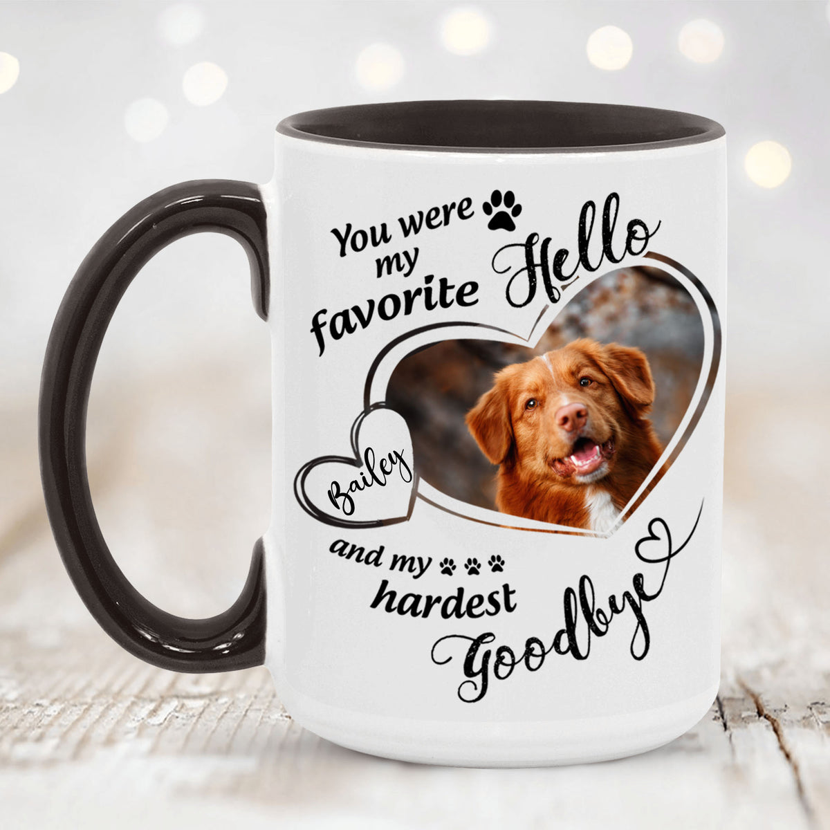 Personalized Dog Cat Memorial Accent Mug - Custom photo &amp; sayings