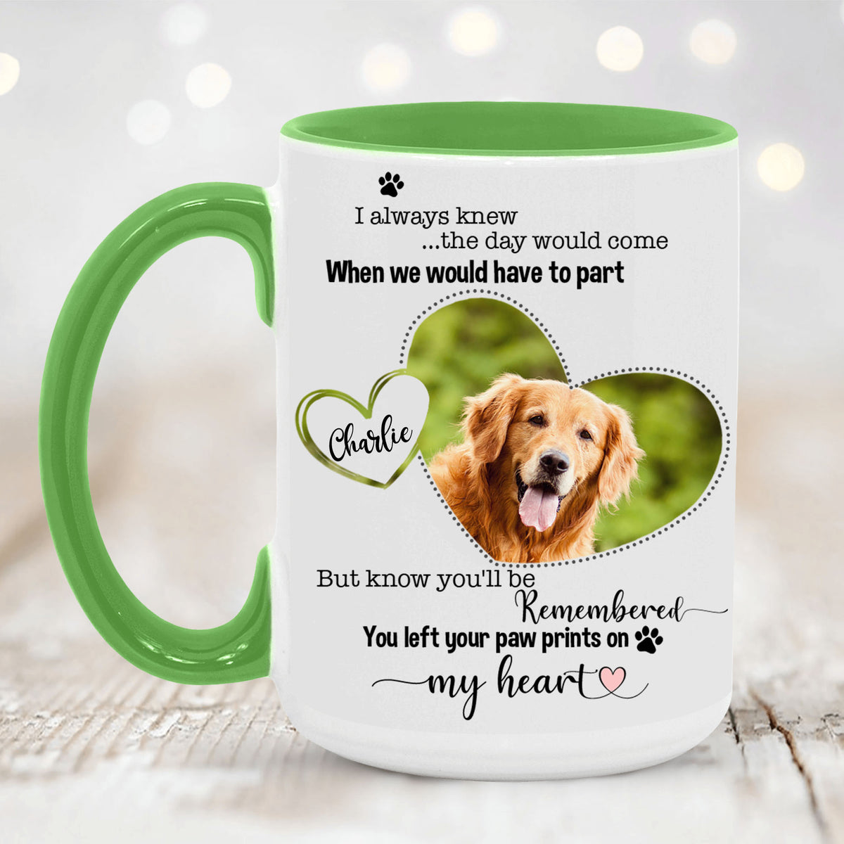 Personalized Dog Cat Memorial Accent Mug - Custom photo &amp; sayings