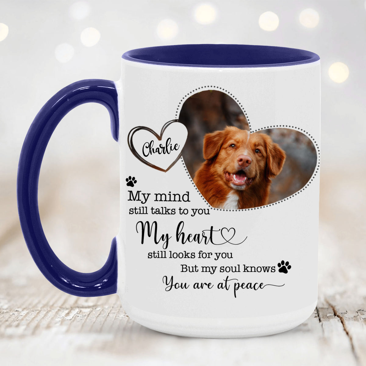 Personalized Dog Cat Memorial Accent Mug - Custom photo &amp; sayings