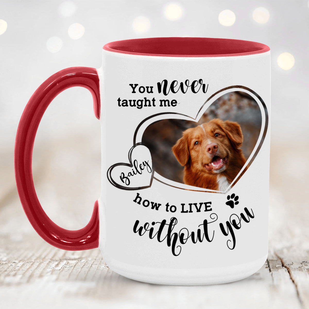 Personalized Dog Cat Memorial Accent Mug - Custom photo &amp; sayings
