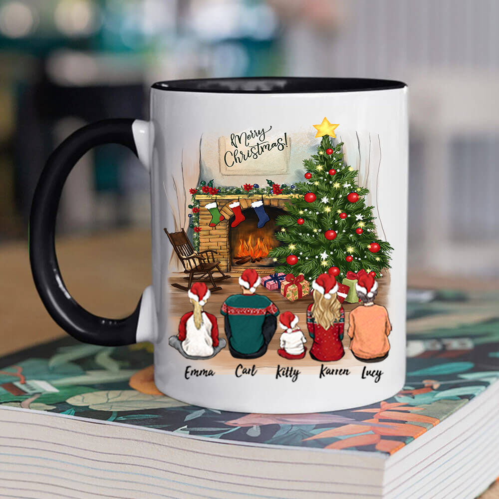 Personalized family Christmas gifts for the whole family Accent Mug - UP TO 5 PEOPLE - 2426